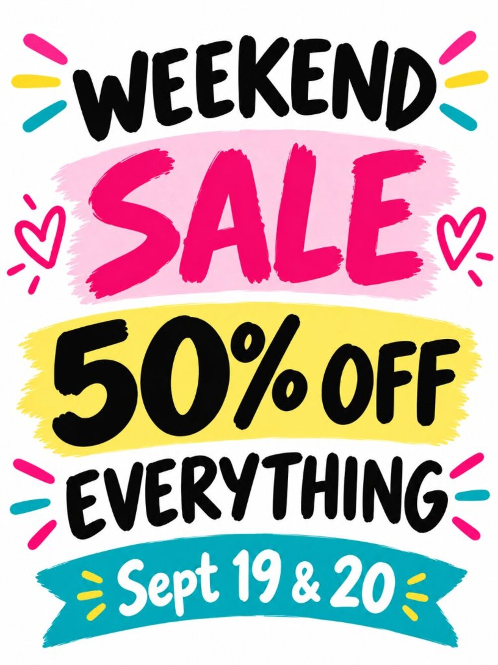 🚨 WEEKEND FLASH SALE: 50% OFF EVERYTHING! 🚨
